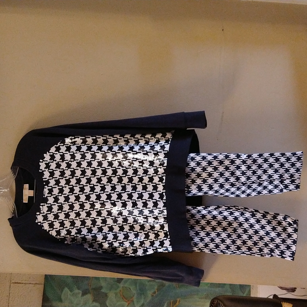 Michael kors two-piece set pants/top black and white.